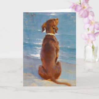 Ein sitzender brauner Hund von P.S. Kroyer Karte