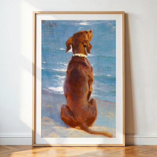 Ein sitzender brauner Hund von P.S. Kroyer Poster
