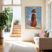 Ein sitzender brauner Hund von P.S. Kroyer Poster