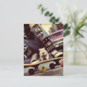 Ein Skateboarding Hamster in der City Retro Punk Postkarte (Stehend Vorderseite)