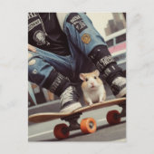 Ein Skateboarding Hamster in der City Retro Punk Postkarte (Vorderseite)