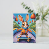 Ein Skateboarding-Kaninchen Postkarte (Stehend Vorderseite)