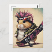 Ein Skateboarding Punk Hamster Retro Postkarte (Vorne/Hinten)