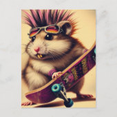 Ein Skateboarding Punk Hamster Retro Postkarte (Vorderseite)