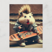 Ein Skateboarding Punk Rock Hamster Retro Postkarte (Vorderseite)
