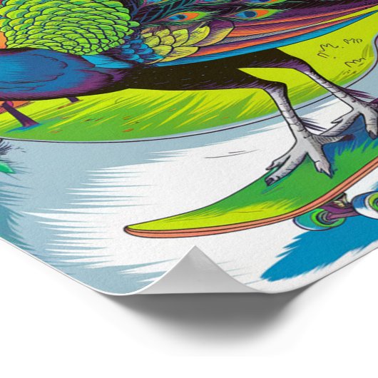 Ein Skateboardpfau Poster (Ecke)