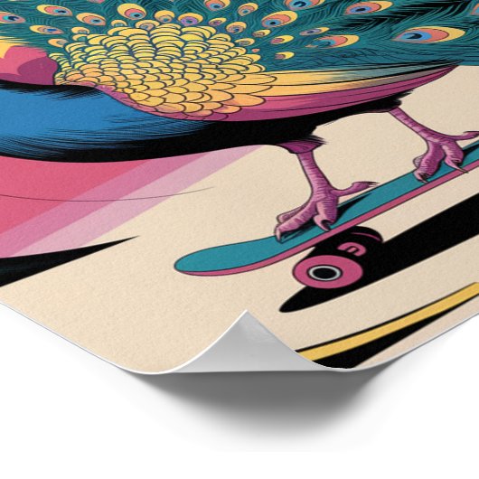 Ein Skateboardpfau Poster (Ecke)