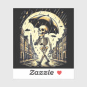 Ein Skelett im regnerischen Paris Aufkleber (Blatt)