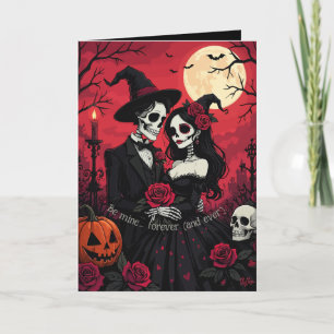 Ein Skelettpaar steht in einer ewigen Umarmung Karte