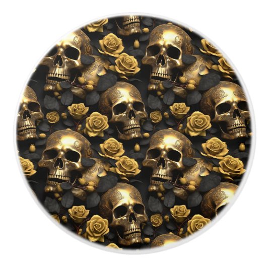 Ein Skull und Rose Serie Design 8 Keramikknauf (Vorderseite)