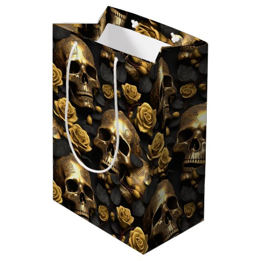 Ein Skull und Rose Serie Design 8 Mittlere Geschenktüte (Rückseite Schrägansicht)