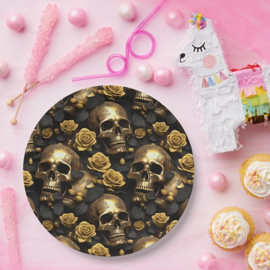Ein Skull und Rose Serie Design 8 Pappteller (Party)