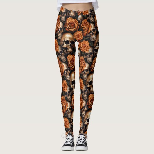 Ein Skull und Rose Serie Design 9 Leggings (Vorderseite)