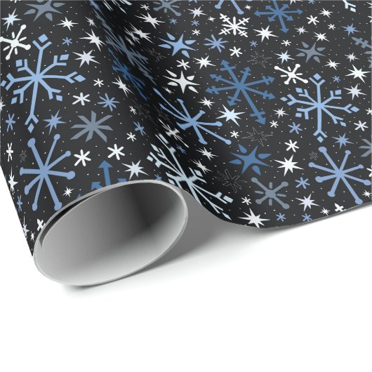 Ein skurriler Schneeflocken auf schwarz Geschenkpapier (Rolleneckpunkt)