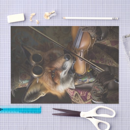 Ein Sly Fox, der Violine spielt Seidenpapier (Handwerk)