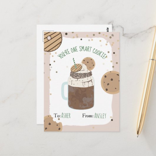 Ein Smart Cookie Crazy Milkshake Kids Valentine Postkarte (Vorderseite/Rückseite Beispiel)