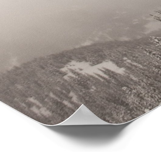 Ein Snowboarder springt von einer Klippe in Puder Poster (Ecke)