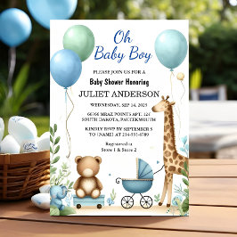 Ein Soft Boho Bear Blue Cube Begrüßung Baby Boy Du Einladung