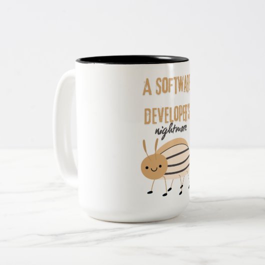 Ein Software-Entwickler-Albtraum niedlicher Fehler Zweifarbige Tasse (Vorderseite Links)