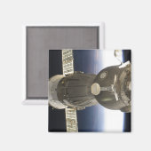 Ein Sojus-Raumfahrzeug, das von der Erde zurückgel Magnet (Vorderseite/Rückseite)