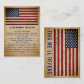 Ein Soldat gebet amerikanische Flagge Militär Visitenkarte (Vorne/Hinten)