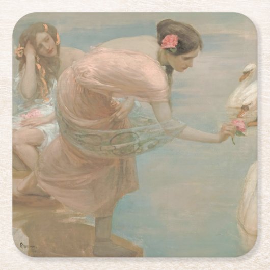 Ein Sommermorgen von Rupert Bunny (1897) Rechteckiger Pappuntersetzer (Vorderseite)