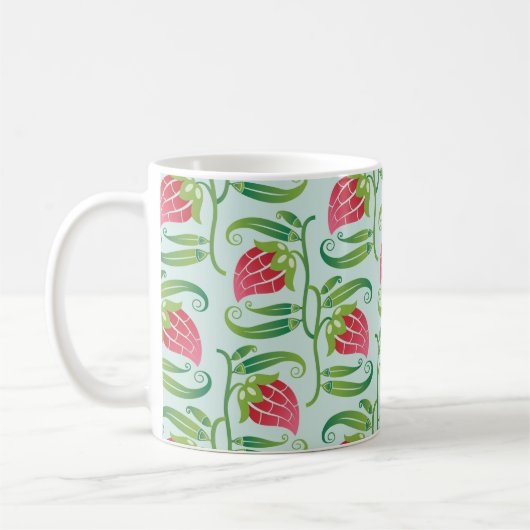 ein sommernahes Muster mit Erdbeeren Kaffeetasse (Links)