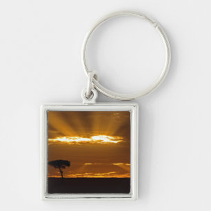 Ein Sonnenaufgang mit offenem Maul im Maasai Mara Schlüsselanhänger