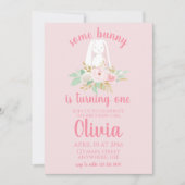 Ein sonniger Geburtstag Einladung floral und rosa (Vorderseite)
