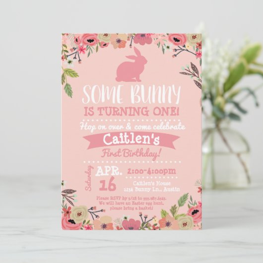 Ein sonniger Geburtstag Ostern Einladung Pink (Stehend Vorderseite)