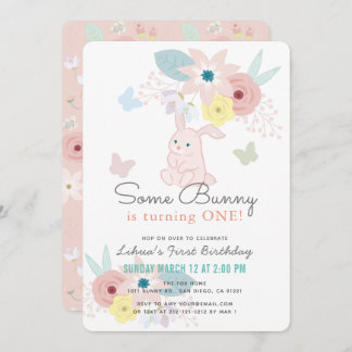 Ein sonniger rosa Bläserschmetterling am 1. Geburt Einladung