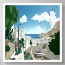 Ein sonniger Tag in einer Küstenstadt