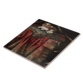 Ein Spaniel gesetzt auf einem gestickten Kissen Fliese (Seite)