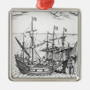 Ein spanisches Schatz-Schiff Silbernes Ornament