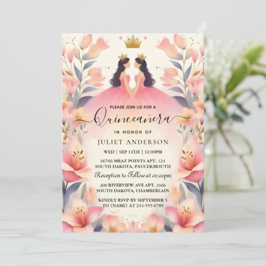 Ein Spaß Joy Lily zwei doppelte gemeinsame doppelt Einladung (Stehend Vorderseite)