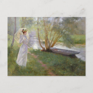 Ein Spaziergang am Fluss, 1890 Postkarte