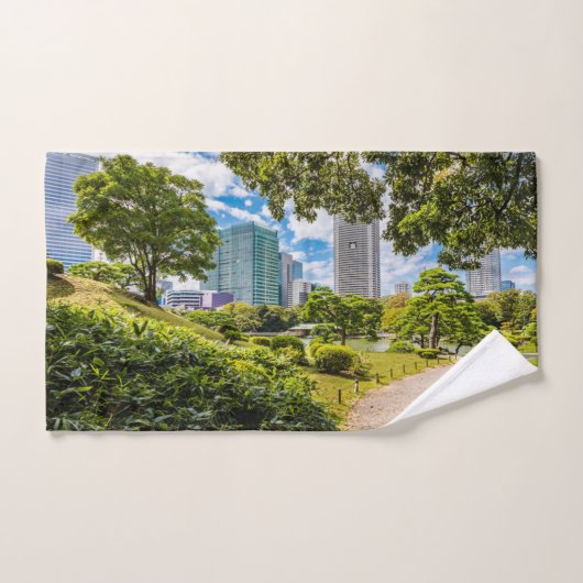 Ein Spaziergang durch die Hama Rikyu Gärten, Tokio Badhandtuch Set (Handtuch)