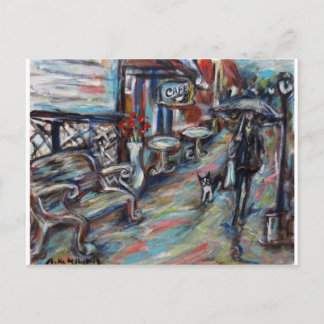 Ein Spaziergang im Regen Postkarte