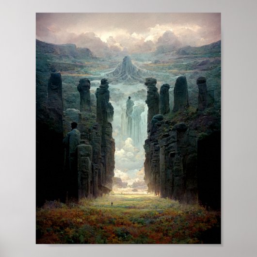 Ein Spaziergang unter den Säulen Fantasy Scifi Art Poster (Vorne)