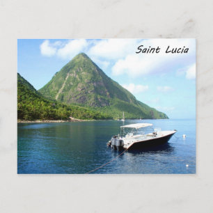 Ein Speedboat vor den Pitons in Saint Lucia Postkarte