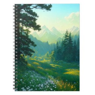 Ein spektakuläres Tal eingebettet in den Pinienwal Notizblock