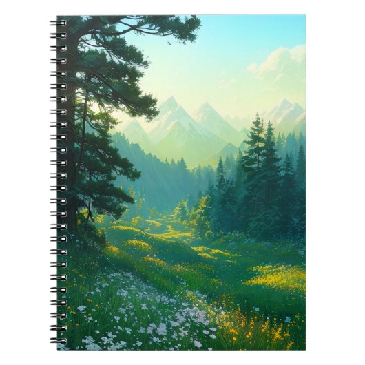 Ein spektakuläres Tal eingebettet in den Pinienwal Notizblock (Vorderseite)