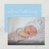 Ein spezielles Baby-Baby-Foto-Script-Geburt Ankündigungspostkarte (Vorne/Hinten)