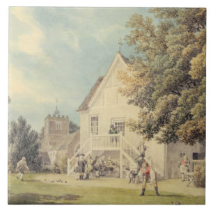 Ein Spiel der Schüsseln auf dem Bowling Green Fliese