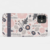 Ein spielerisch gedrehtes Blumenmuster Grauer rosa Case-Mate iPhone Hülle (Rückseite (Horizontal))