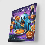 Ein spielerischer Geist, der Halloween-Festlichkei Quadratische Wanduhr (Winkel)