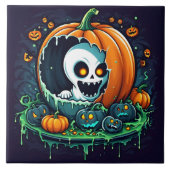 Ein spielerischer Geist kommt aus einem Halloween- Fliese (Vorderseite)