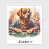 Ein spielerischer Goldener Retriever am Poker-Tisc Aufkleber (Blatt)