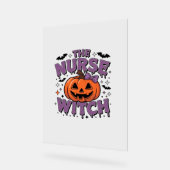 Ein spielerisches Design mit Kürbishexe und einem Acrylschild (Winkel)