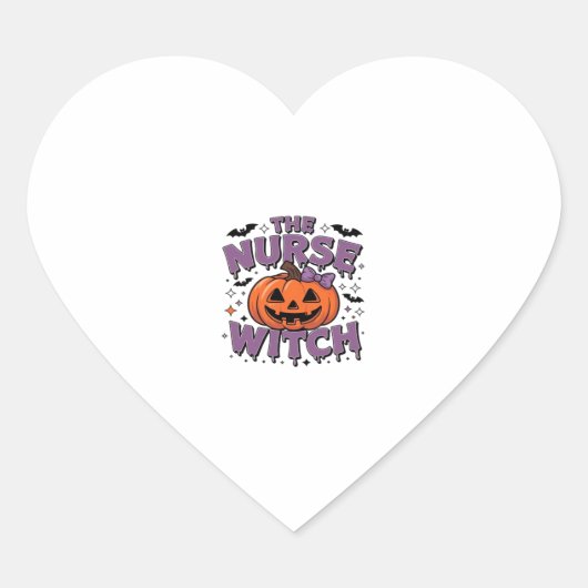 Ein spielerisches Design mit Kürbishexe und einem Herz-Aufkleber (Vorderseite)